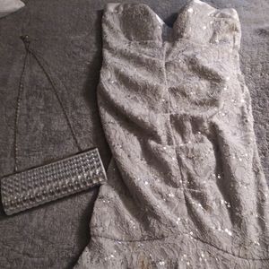 Mermaid silver Seguin lace dress
